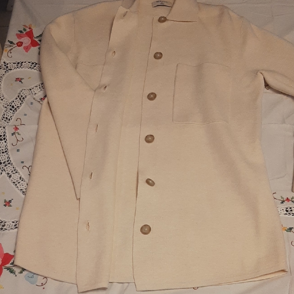 BABATON💝NWOT Cream Longline Button-Front Knit Jacket VERY OVERSIZED Sz S - Picture 12 of 12